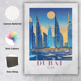 Dubai Modern Skyline Marina Luxury Travel Poster Canvas Wall Art Print Decor Picture Ready to Hang
