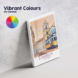 Lisbon Yellow Tram Historic Street Travel Poster Canvas Wall Art Print Decor Picture Ready to Hang