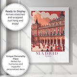 Madrid Historic Plaza Flamenco Dancers Travel Poster Canvas Wall Art Print Decor Picture Ready to Hang