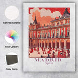 Madrid Historic Plaza Flamenco Dancers Travel Poster Canvas Wall Art Print Decor Picture Ready to Hang