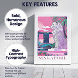 Singapore Merlion Marina Bay Skyline Travel Poster Canvas Wall Art Print Decor Picture Ready to Hang