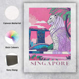 Singapore Merlion Marina Bay Skyline Travel Poster Canvas Wall Art Print Decor Picture Ready to Hang
