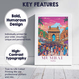 Mumbai Gateway Of India Bustling Market Travel Poster Canvas Wall Art Print Decor Picture Ready to Hang