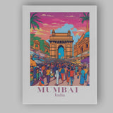 Mumbai Gateway Of India Bustling Market Travel Poster Canvas Wall Art Print Decor Picture Ready to Hang
