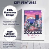 Tokyo Mount Fuji Neon City Skyline Travel Poster Canvas Wall Art Print Decor Picture Ready to Hang