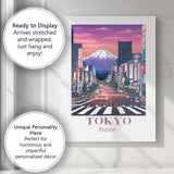 Tokyo Mount Fuji Neon City Skyline Travel Poster Canvas Wall Art Print Decor Picture Ready to Hang