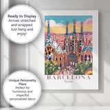 Barcelona Sagrada Familia Colourful Architectural Travel Poster Canvas Wall Art Print Decor Picture Ready to Hang