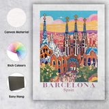 Barcelona Sagrada Familia Colourful Architectural Travel Poster Canvas Wall Art Print Decor Picture Ready to Hang