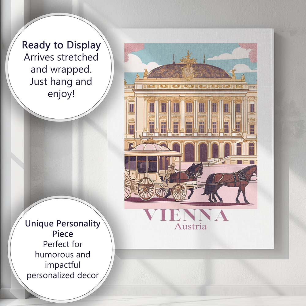 Vienna Imperial Palace Horse Carriage Travel Poster Canvas Wall Art Print Decor Picture Ready to Hang