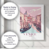 Pastel Venice Italy Gondola Canal Cityscape Travel Poster Canvas Wall Art Print Decor Picture Ready to Hang