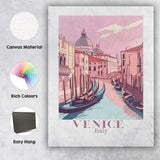 Pastel Venice Italy Gondola Canal Cityscape Travel Poster Canvas Wall Art Print Decor Picture Ready to Hang