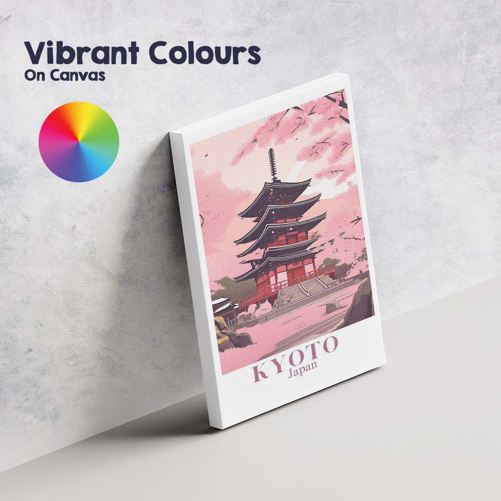 Cherry Blossom Kyoto Japan Pagoda Spring Landscape Travel Poster Canvas Wall Art Print Decor Picture Ready to Hang