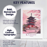 Cherry Blossom Kyoto Japan Pagoda Spring Landscape Travel Poster Canvas Wall Art Print Decor Picture Ready to Hang