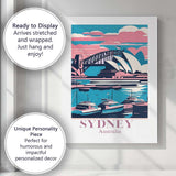 Retro Sydney Australia Opera House Harbour Bridge Travel Poster Canvas Wall Art Print Decor Picture Ready to Hang