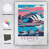 Retro Sydney Australia Opera House Harbour Bridge Travel Poster Canvas Wall Art Print Decor Picture Ready to Hang