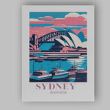 Retro Sydney Australia Opera House Harbour Bridge Travel Poster Canvas Wall Art Print Decor Picture Ready to Hang