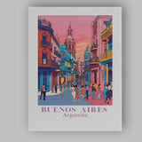 Colourful Buenos Aires Argentina Colonial Street Dance Travel Poster Canvas Wall Art Print Decor Picture Ready to Hang