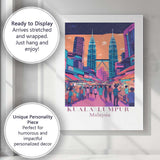 Neon Kuala Lumpur Malaysia Petronas Twin Towers Night Market Travel Poster Canvas Wall Art Print Decor Picture Ready to Hang