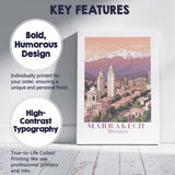 Scenic Marrakech Morocco Atlas Mountains Skyline Travel Poster Canvas Wall Art Print Decor Picture Ready to Hang