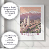 Scenic Marrakech Morocco Atlas Mountains Skyline Travel Poster Canvas Wall Art Print Decor Picture Ready to Hang