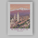 Scenic Marrakech Morocco Atlas Mountains Skyline Travel Poster Canvas Wall Art Print Decor Picture Ready to Hang