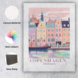 Pastel Copenhagen Denmark Nyhavn Waterfront Architecture Travel Poster Canvas Wall Art Print Decor Picture Ready to Hang