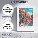 Vibrant Buenos Aires Argentina Colourful Street Market Travel Poster Canvas Wall Art Print Decor Picture Ready to Hang