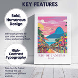 Colourful Rio De Janeiro Brazil Sunset Street Market Travel Poster Canvas Wall Art Print Decor Picture Ready to Hang