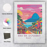 Colourful Rio De Janeiro Brazil Sunset Street Market Travel Poster Canvas Wall Art Print Decor Picture Ready to Hang