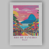 Colourful Rio De Janeiro Brazil Sunset Street Market Travel Poster Canvas Wall Art Print Decor Picture Ready to Hang