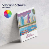 Modern Baku Azerbaijan Flame Towers Waterfront Skyline Travel Poster Canvas Wall Art Print Decor Picture Ready to Hang