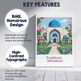 Elegant Tashkent Uzbekistan Blue Dome Mosque Floral Garden Travel Poster Canvas Wall Art Print Decor Picture Ready to Hang