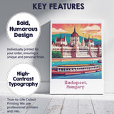 Iconic Budapest Hungary Parliament Building Danube River Travel Poster Canvas Wall Art Print Decor Picture Ready to Hang