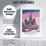Moscow Saint Basils Cathedral Winter Snow Cityscape Travel Poster Canvas Wall Art Print Decor Picture Ready to Hang