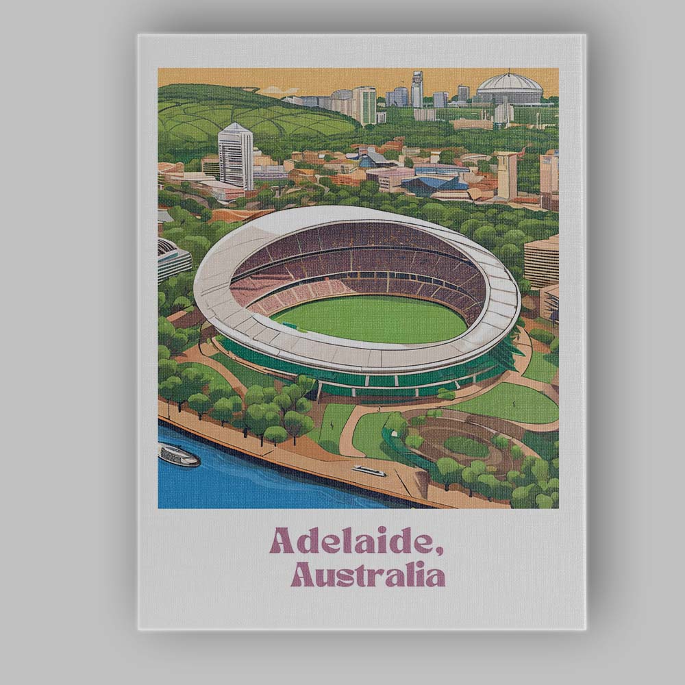 Adelaide Oval Stadium Aerial Cityscape Landmark Travel Poster Canvas Wall Art Print Decor Picture Ready to Hang
