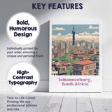 Johannesburg Skyline Hilltop Urban Panorama Travel Poster Canvas Wall Art Print Decor Picture Ready to Hang