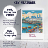 Lagos Waterfront City Skyline Market Boats Travel Poster Canvas Wall Art Print Decor Picture Ready to Hang