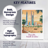Modern Riyadh Saudi Arabia Kingdom Centre Skyline Desert Travel Poster Canvas Wall Art Print Decor Picture Ready to Hang