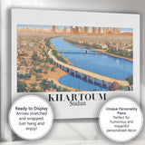Panoramic Khartoum Sudan Nile River City Skyline Travel Poster Canvas Wall Art Print Decor Picture Ready to Hang