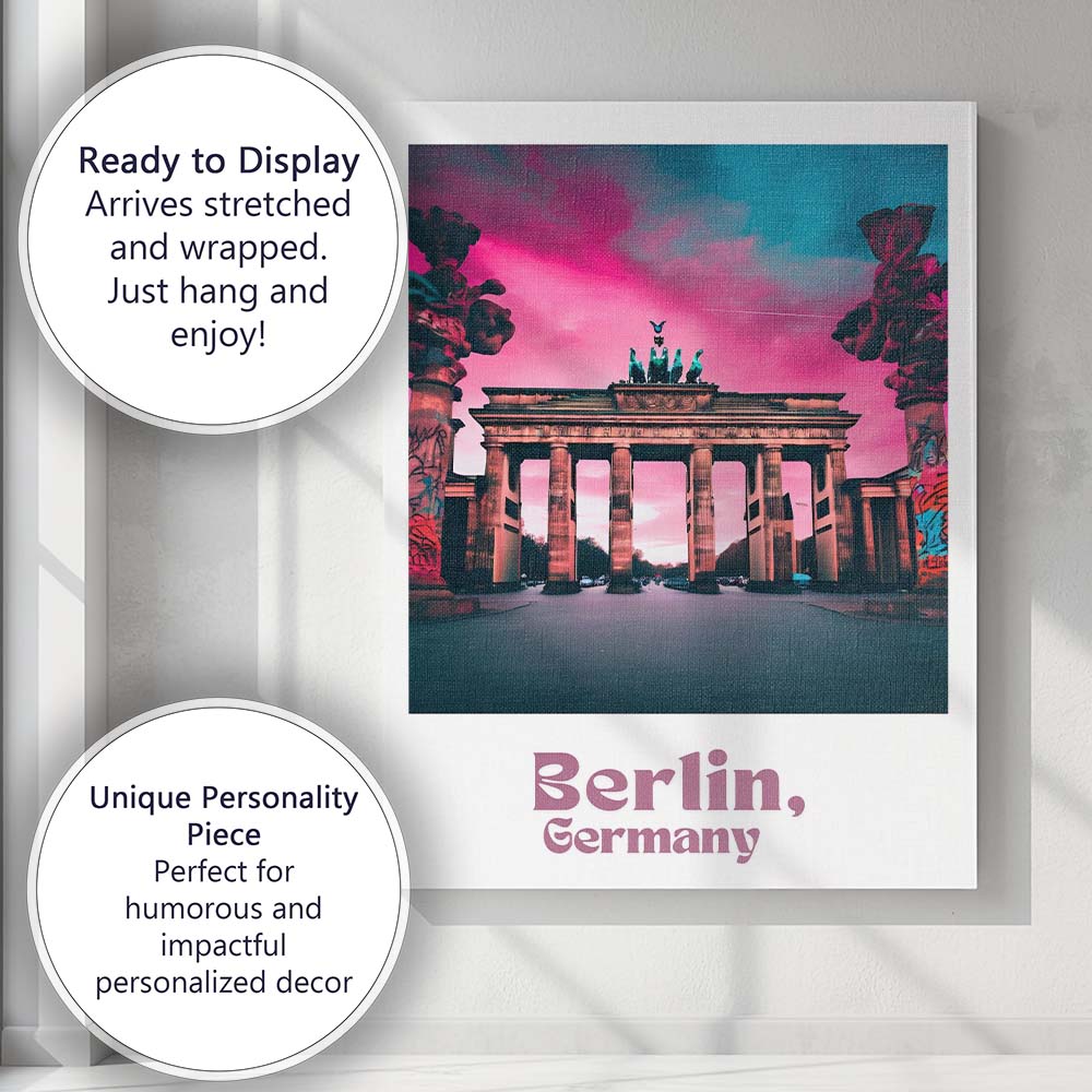 Dramatic Berlin Germany Brandenburg Gate Sunset Travel Poster Canvas Wall Art Print Decor Picture Ready to Hang