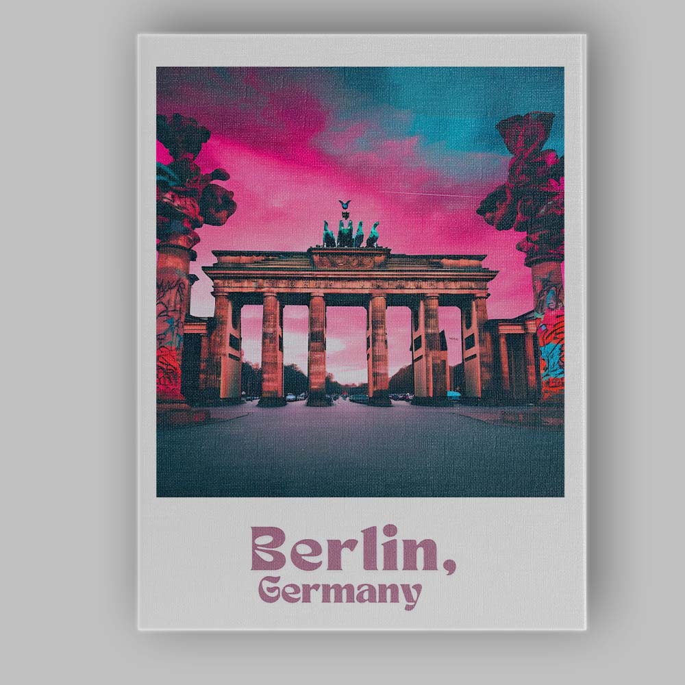 Dramatic Berlin Germany Brandenburg Gate Sunset Travel Poster Canvas Wall Art Print Decor Picture Ready to Hang