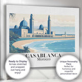 Minimalist Casablanca Morocco Hassan II Mosque Coastal Travel Poster Canvas Wall Art Print Decor Picture Ready to Hang