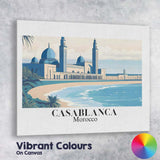 Minimalist Casablanca Morocco Hassan II Mosque Coastal Travel Poster Canvas Wall Art Print Decor Picture Ready to Hang