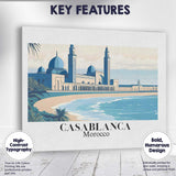 Minimalist Casablanca Morocco Hassan II Mosque Coastal Travel Poster Canvas Wall Art Print Decor Picture Ready to Hang