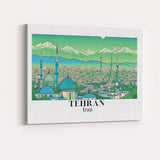 Scenic Tehran Iran Mountain Skyline Mosque Panorama Travel Poster Canvas Wall Art Print Decor Picture Ready to Hang