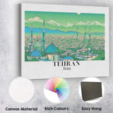 Scenic Tehran Iran Mountain Skyline Mosque Panorama Travel Poster Canvas Wall Art Print Decor Picture Ready to Hang