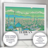 Scenic Tehran Iran Mountain Skyline Mosque Panorama Travel Poster Canvas Wall Art Print Decor Picture Ready to Hang