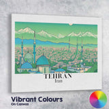 Scenic Tehran Iran Mountain Skyline Mosque Panorama Travel Poster Canvas Wall Art Print Decor Picture Ready to Hang
