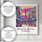 Colourful Buenos Aires Argentina Urban Street Obelisk Travel Poster Canvas Wall Art Print Decor Picture Ready to Hang
