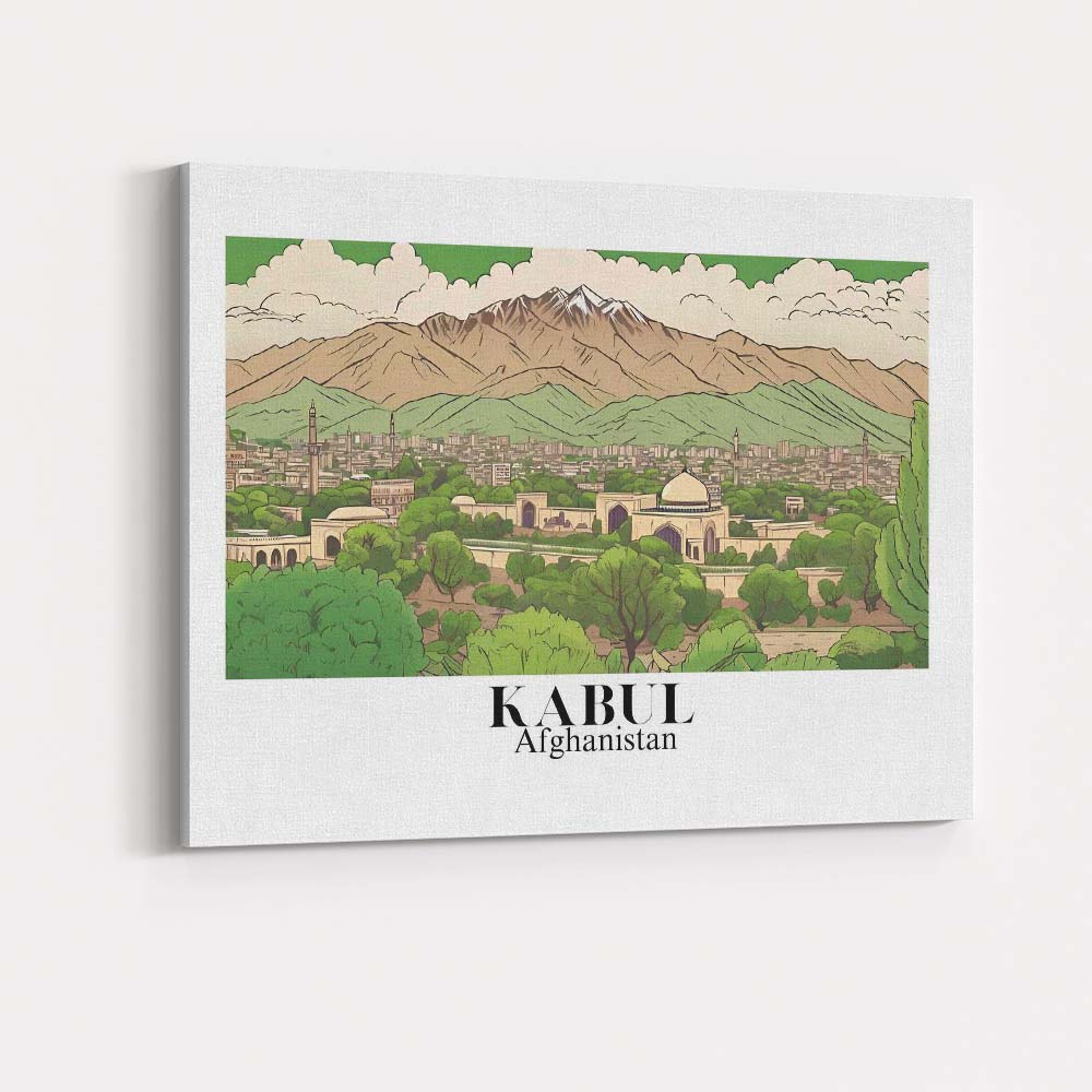 Scenic Kabul Afghanistan Mountain City Panorama Travel Poster Canvas Wall Art Print Decor Picture Ready to Hang